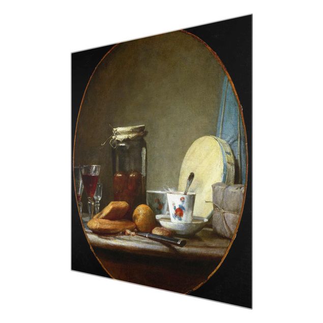 Glasbild - Kunstdruck Jean-Baptiste Siméon Chardin - Junges Mädchen (junger Knabe?) baut ein Kartenhaus - Hoch 3:4