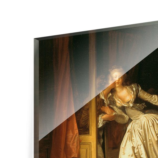 Glasbild - Kunstdruck Jean Honoré Fragonard - Der gestohlene Kuss - Quer 4:3