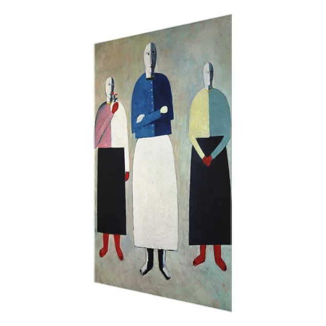 Glas Wandbilder Kasimir Malewitsch - Drei Mädchen