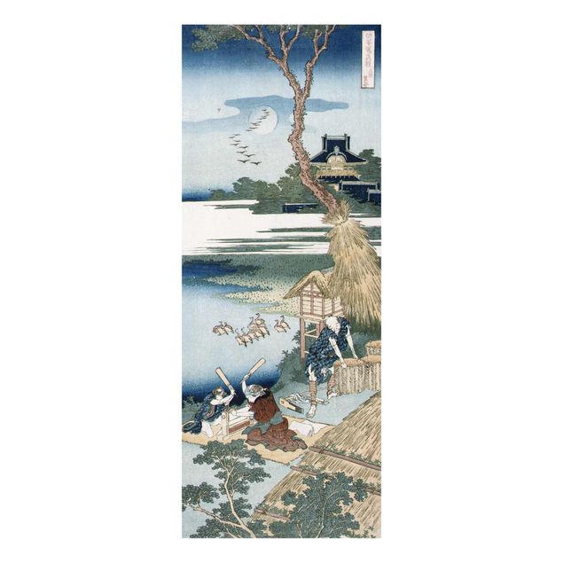 Wandbilder Katsushika Hokusai - Bauernfamilie schlägt Wäsche