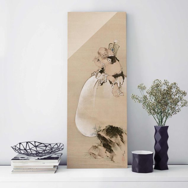Wandbilder Glas XXL Katsushika Hokusai - Hotei