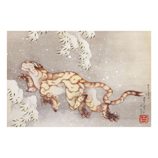Wandbilder Katsushika Hokusai - Tiger in Schneesturm
