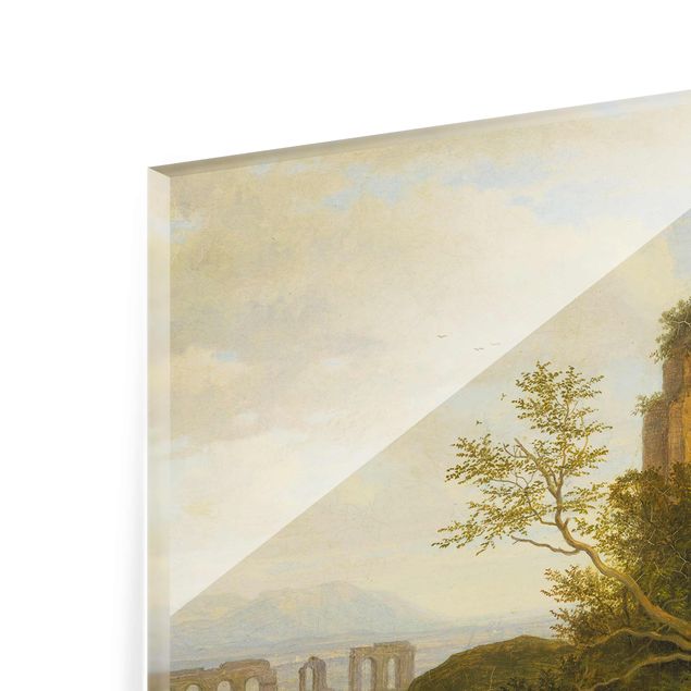 Glasbild - Kunstdruck Ludwig Richter - Der Minervatempel östlich von Rom - Quer 4:3