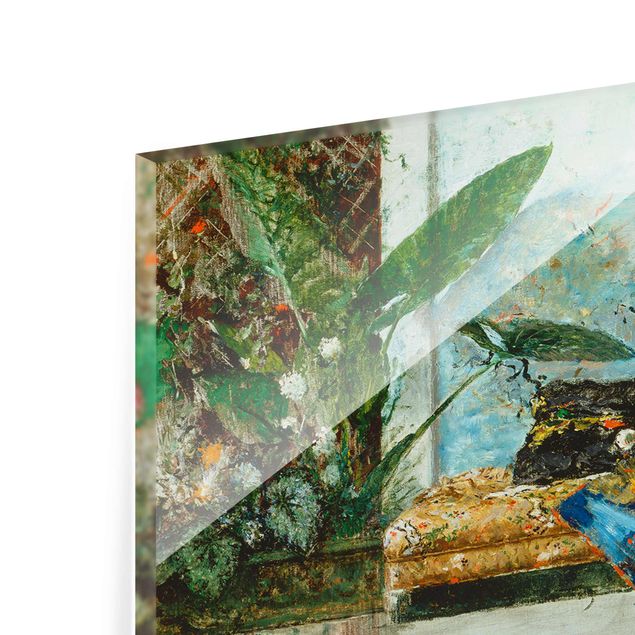 Glasbild - Kunstdruck Mariano Fortuny - Die Kinder des Künstlers in einem japanischen Garten - Panorama Quer