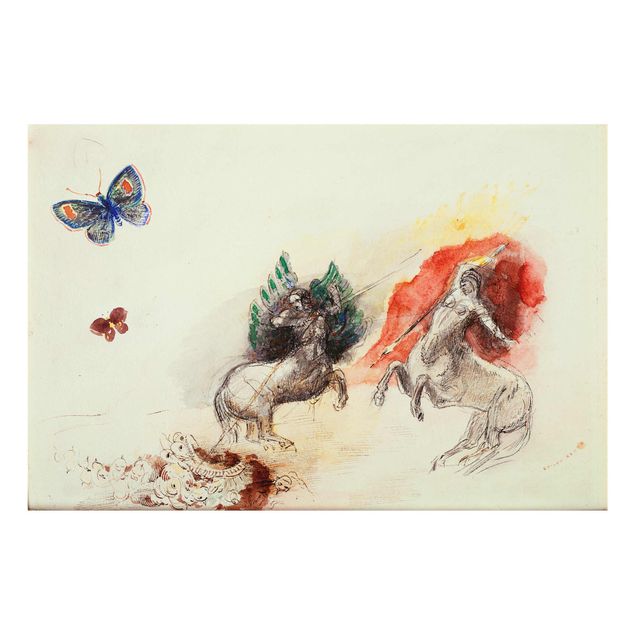 Glasbild - Kunstdruck Odilon Redon - Schlacht der Kentauren - Quer 3:2