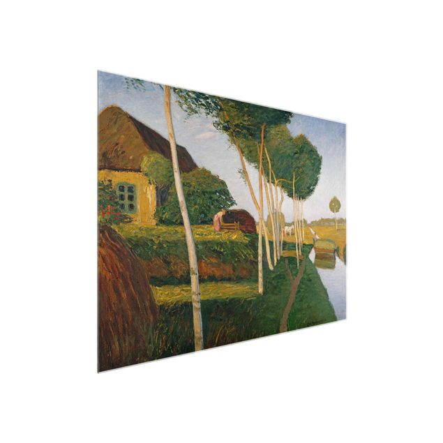 Glasbild Landschaften Otto Modersohn - Heuernte im Moor
