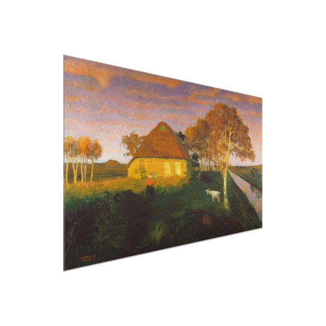 Glasbilder Landschaften Otto Modersohn - Moorkate im Abendsonnenschein