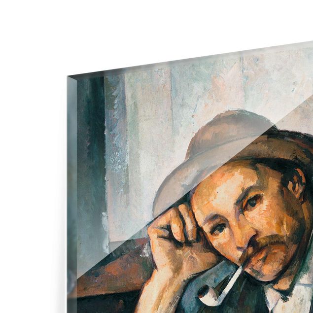 Glasbild - Kunstdruck Paul Cézanne - Der Raucher mit aufgestütztem Arm - Impressionismus Hoch 3:4
