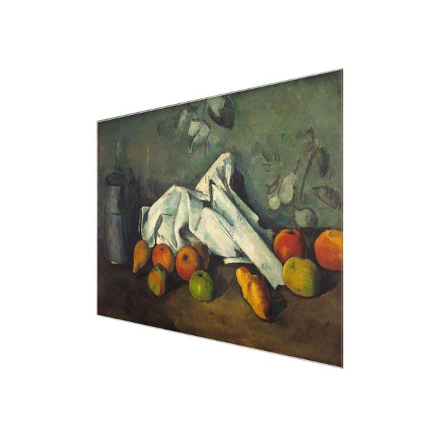 Glasbilder Paul Cézanne - Milchkanne und Äpfel