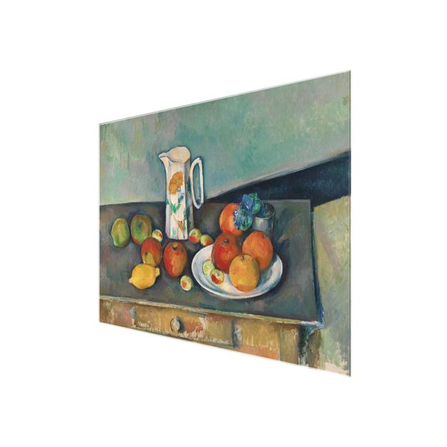 Glas Wandbilder Paul Cézanne - Stillleben Pfirsiche
