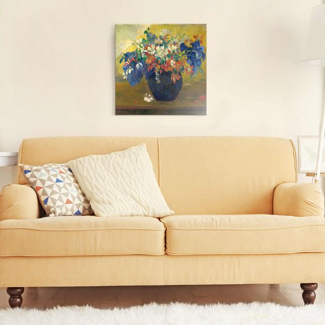 Wandbilder Glas XXL Paul Gauguin - Vase mit Blumen