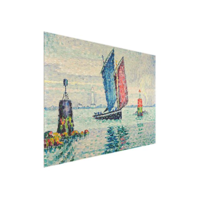 Glasbild - Kunstdruck Paul Signac - Der Sardinenfischer, Locmalo (Die Türmchen) - Pointillismus - Quer 4:3