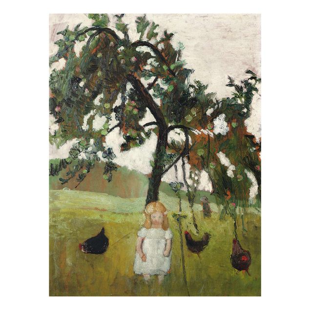 Bilder auf Glas Paula Modersohn-Becker - Elsbeth mit Hühnern