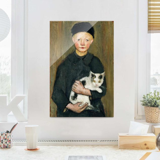 Glasbilder XXL Paula Modersohn-Becker - Knabe mit Katze
