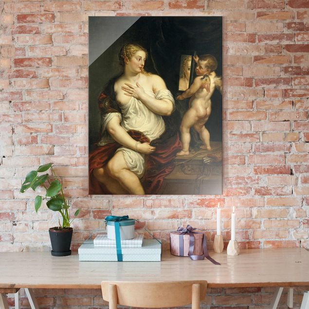 Glasbilder XXL Peter Paul Rubens - Venus und Cupido