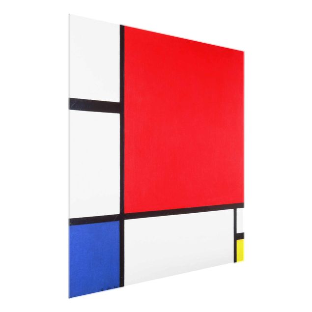 Glasbilder XXL Piet Mondrian - Komposition Rot Blau Gelb