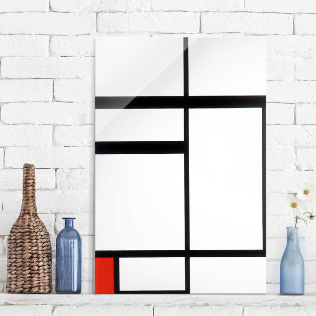 Abstrakte Kunst Bilder Piet Mondrian - Komposition Rot Schwarz Weiß