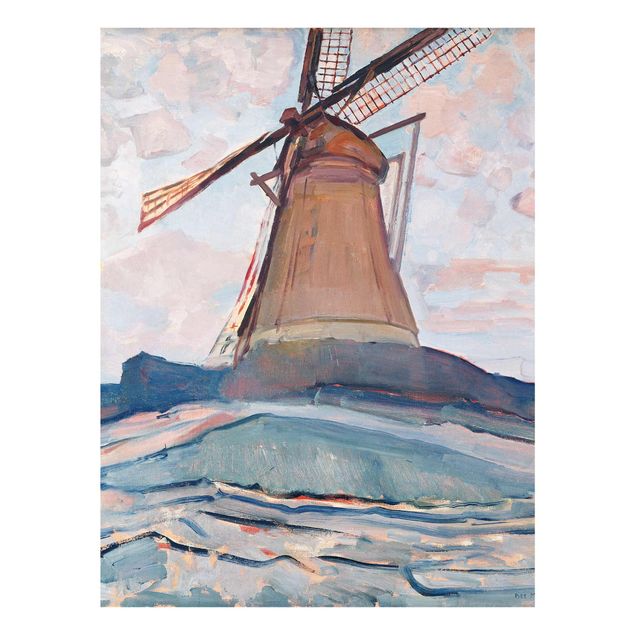 Glasbild Abstakt Piet Mondrian - Windmühle