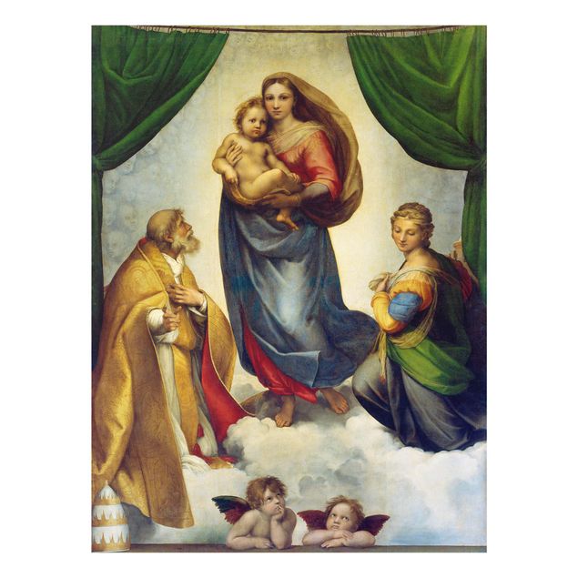 Glas Wandbilder Raffael - Die Sixtinische Madonna