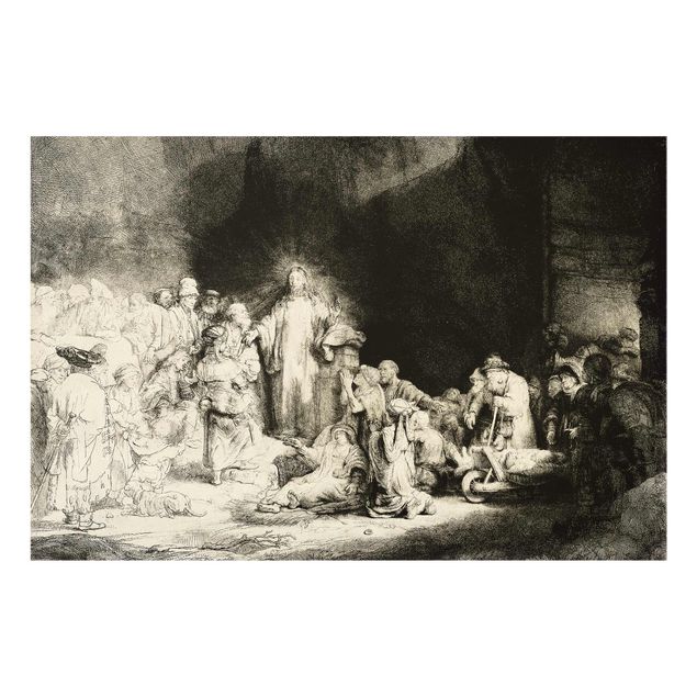 Glas Wandbilder Rembrandt van Rijn - Christus heilt die Kranken