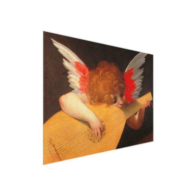Glas Wandbilder Rosso Fiorentino - Musizierender Engel