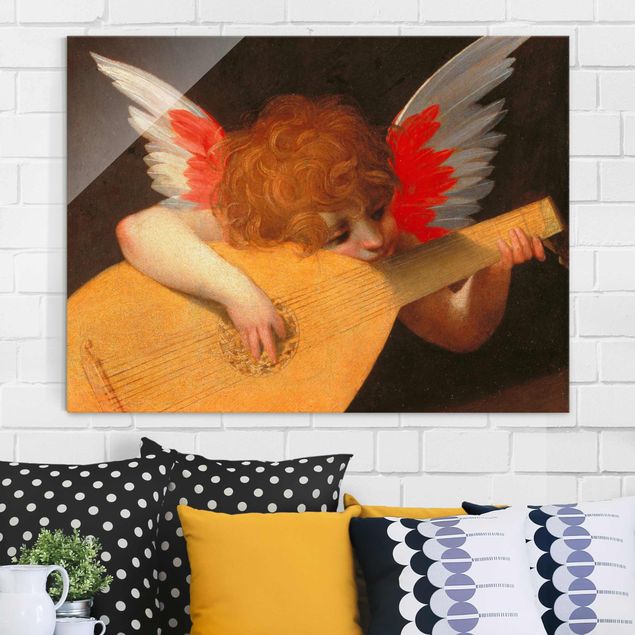 Wandbilder Glas XXL Rosso Fiorentino - Musizierender Engel