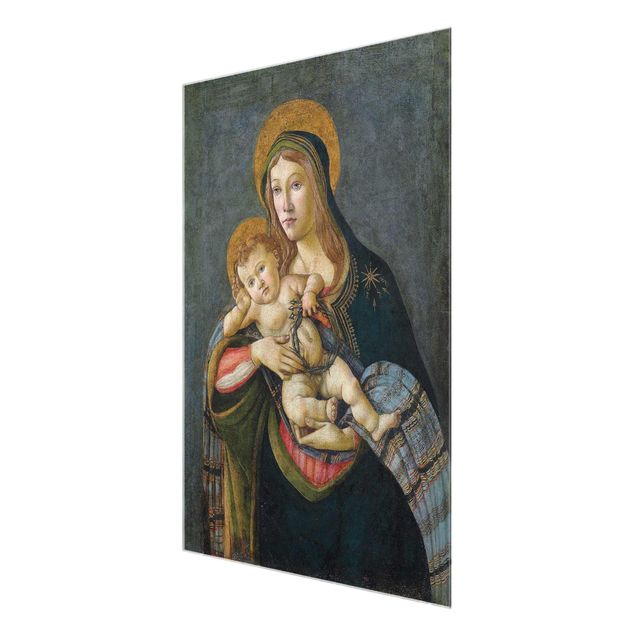Glasbild - Kunstdruck Sandro Botticelli - Madonna und Kind mit der Dornenkrone und drei Nägeln - Hoch 3:4