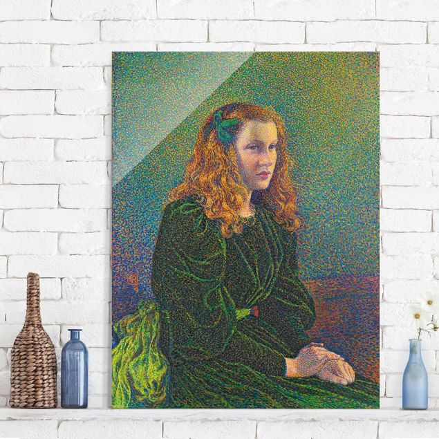 XXL Glasbilder Theo van Rysselberghe - Junge Frau in grünem Kleid