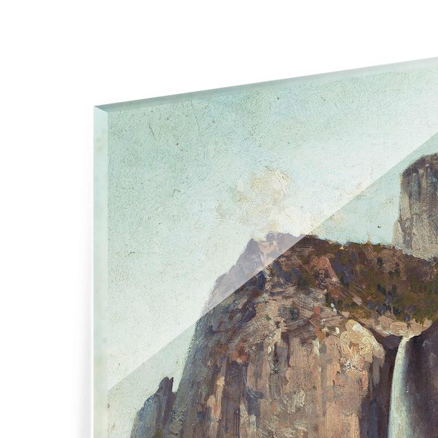 Glasbild - Kunstdruck Thomas Hill - Bridal Veil Falls - Yosemite Valley - Hoch 3:4