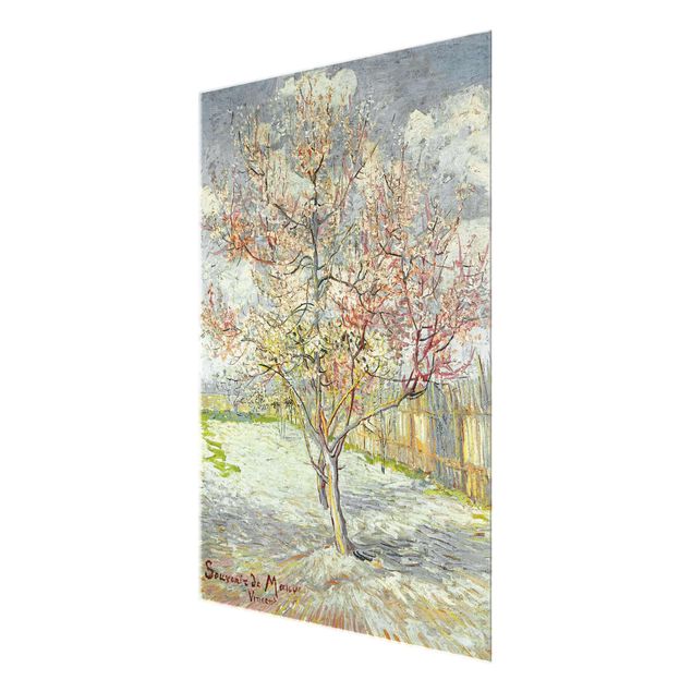 Glasbilder Landschaften Vincent van Gogh - Blühende Pfirsichbäume