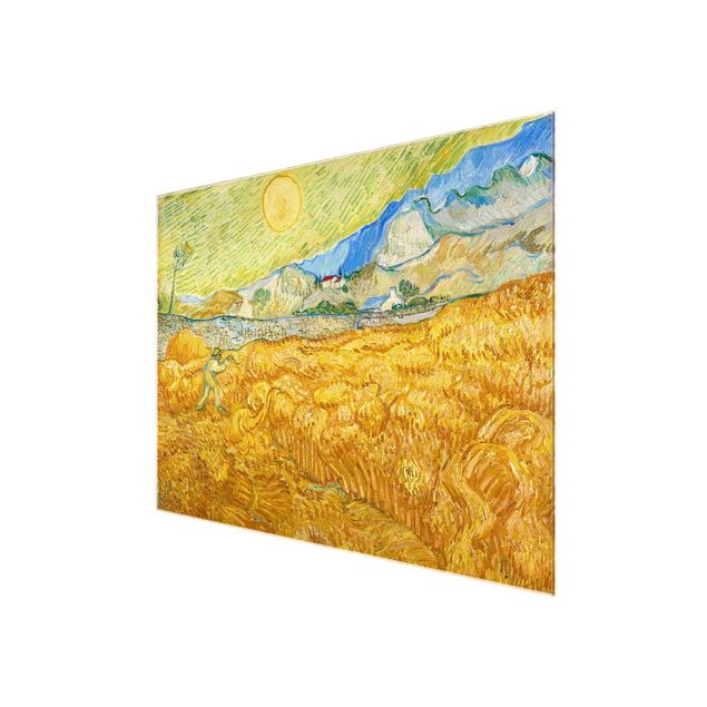Glasbilder Landschaften Vincent van Gogh - Kornfeld mit Schnitter