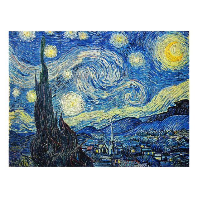Glasbild Skyline Vincent van Gogh - Sternennacht