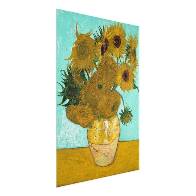 Glasbilder XXL Vincent van Gogh - Vase mit Sonnenblumen