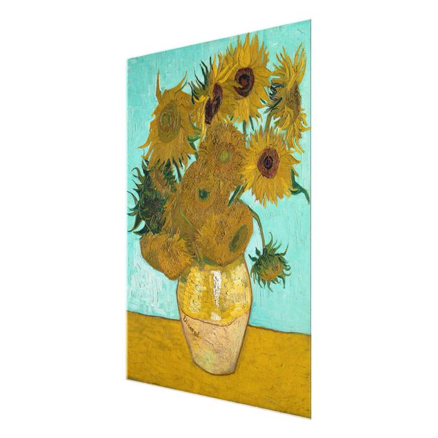Glasbilder Natur Vincent van Gogh - Vase mit Sonnenblumen