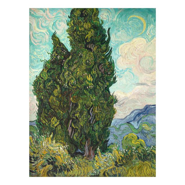 Glasbild Natur Vincent van Gogh - Zypressen