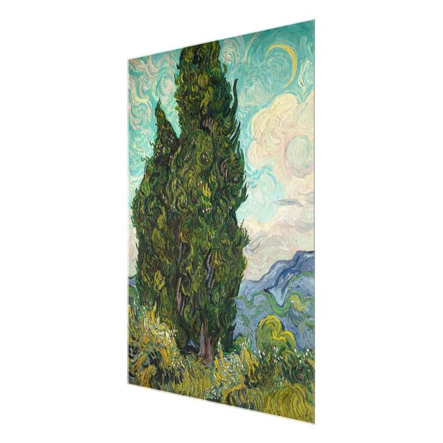 Glasbilder Landschaft Vincent van Gogh - Zypressen