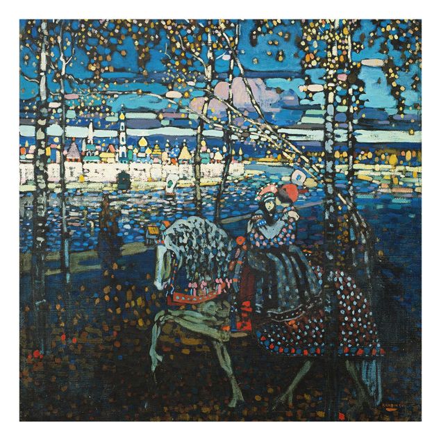 Glasbilder Abstrakt Wassily Kandinsky - Reitendes Paar