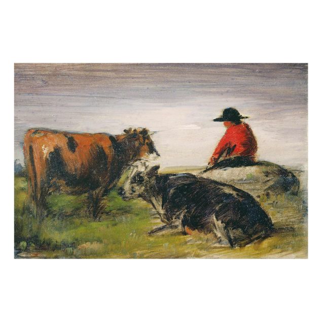 Glasbilder Wilhelm Busch - Hirte mit Kühen