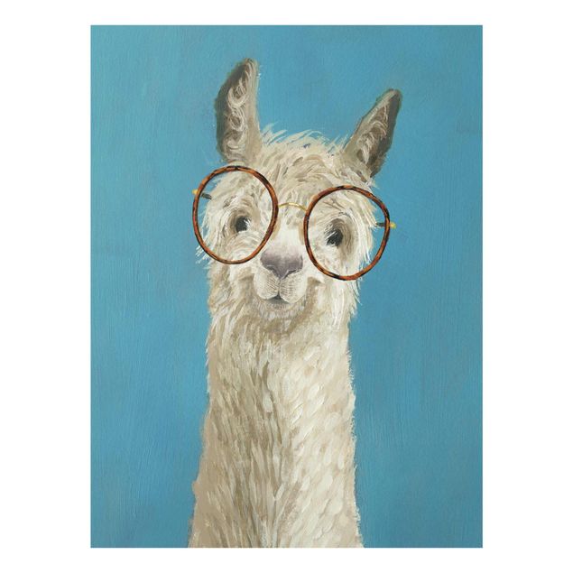 Glasbilder Lama mit Brille I