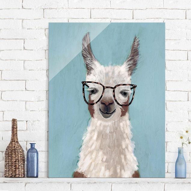Wandbilder Tiere Lama mit Brille II