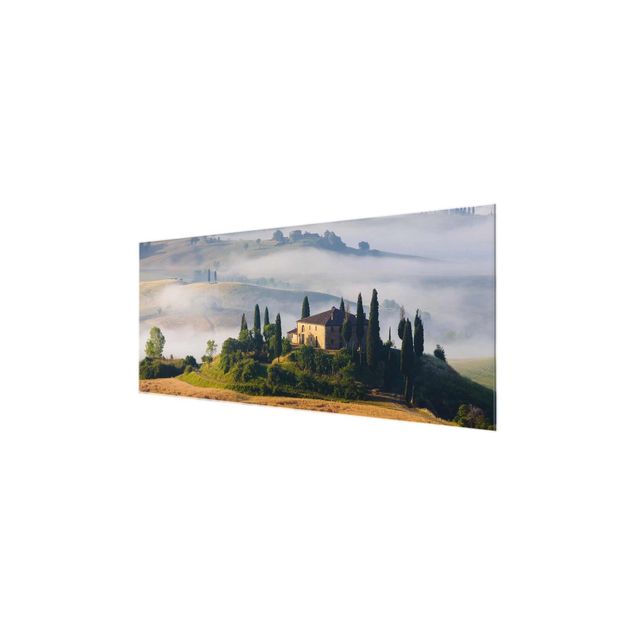Glasbild - Landgut in der Toskana - Panorama Quer