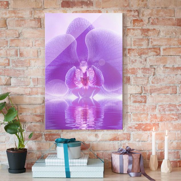 XXL Glasbilder Lila Orchidee auf Wasser