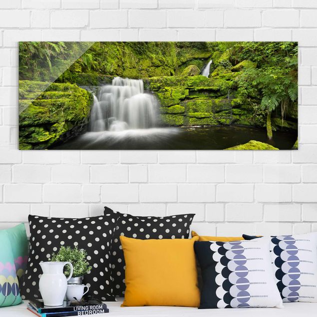 Glasbild Wasserfall Lower McLean Falls in Neuseeland