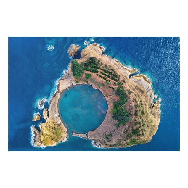 Bilder auf Glas Luftbild - Die Insel Vila Franca do Campo