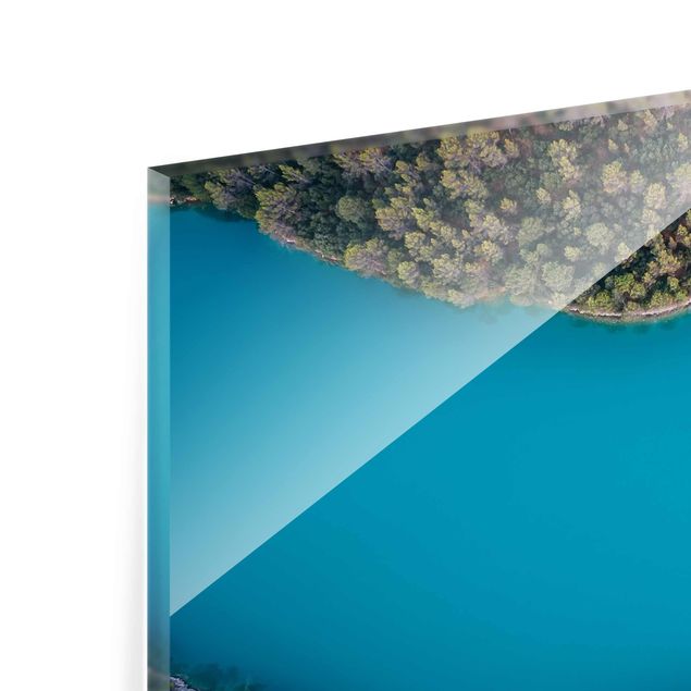 Bilder auf Glas Luftbild - Tiefblauer See