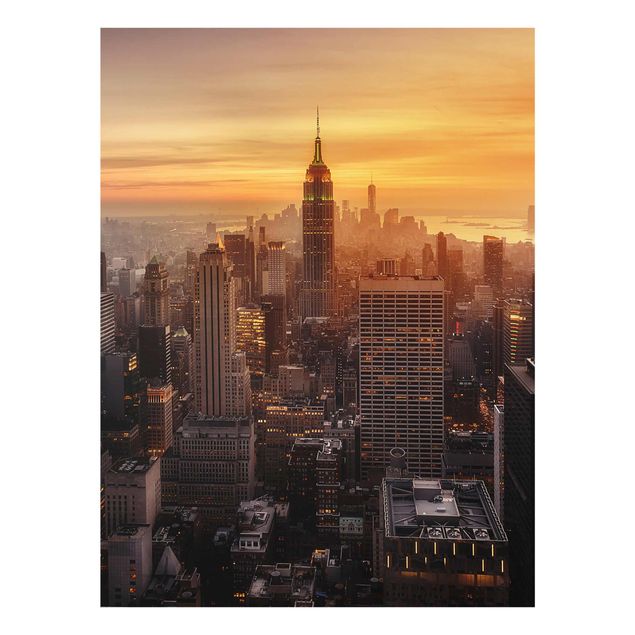 Glasbilder Manhattan Skyline Abendstimmung