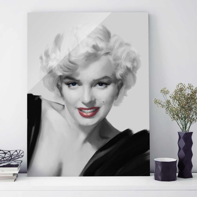 Glasbilder XXL Marilyn auf Sofa