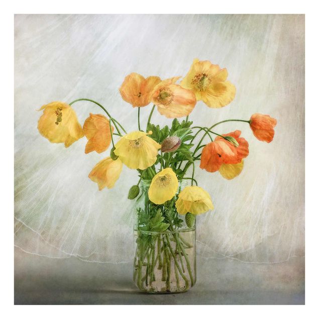 Glasbilder Mohnblumen in einer Vase