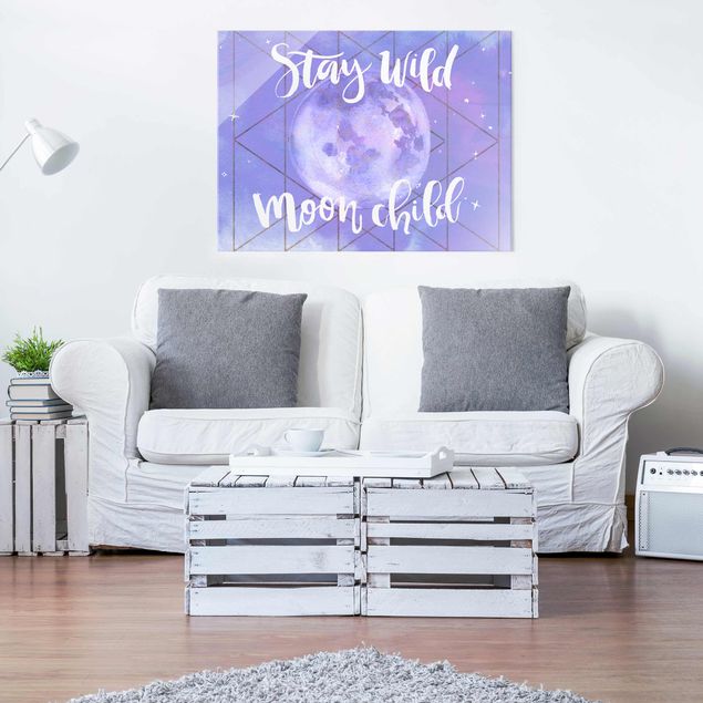 Buddha Glasbild Mond-Kind - Stay wild