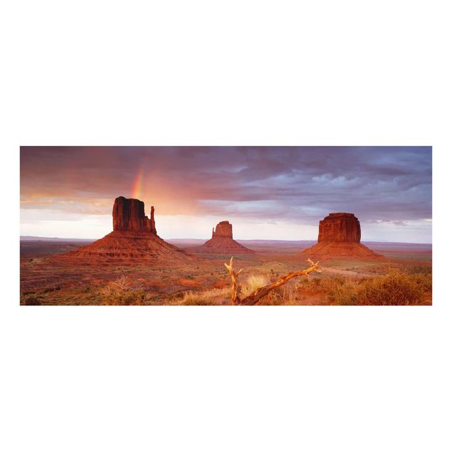 Bilder auf Glas Monument Valley bei Sonnenuntergang